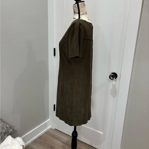 Black Swan Olive Brown Faux Suede Mini Dress - Picture 3 of 6